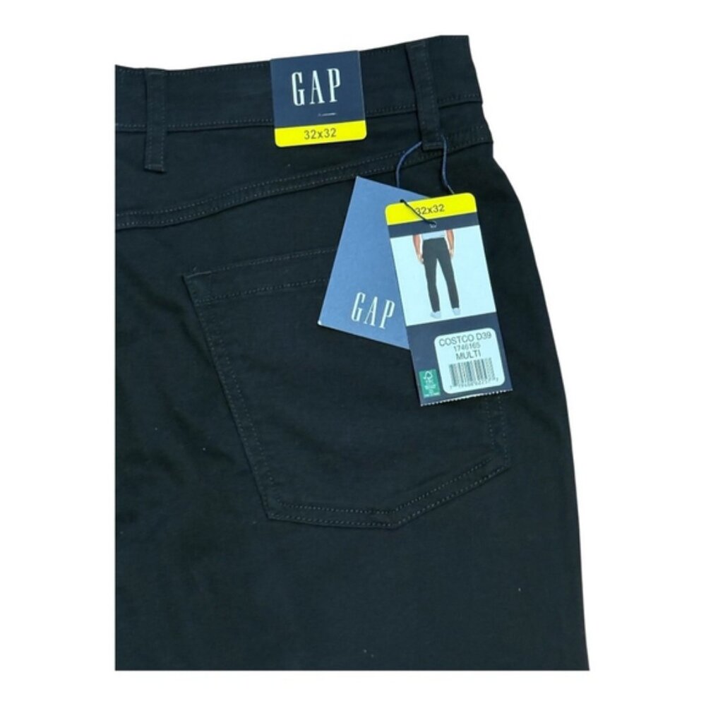 GAP Pants Mens 32x32 Black Straight Fit Stretch Casual Chino Cotton Blend New - Picture 7 of 7